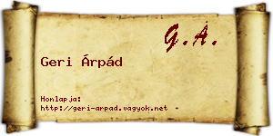 Geri Árpád névjegykártya